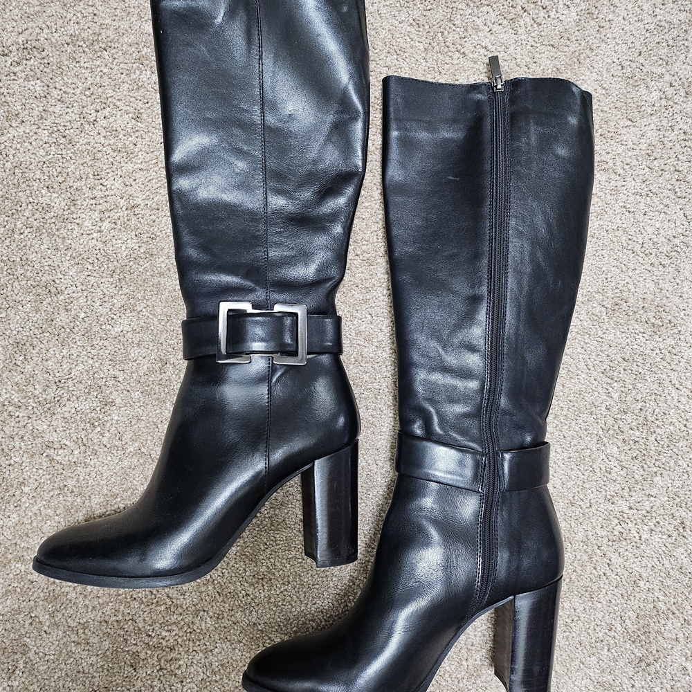 Black Leather Knee-High Boots